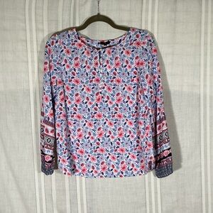 Talbots Pink & Blue Floral Long-Sleeve Blouse